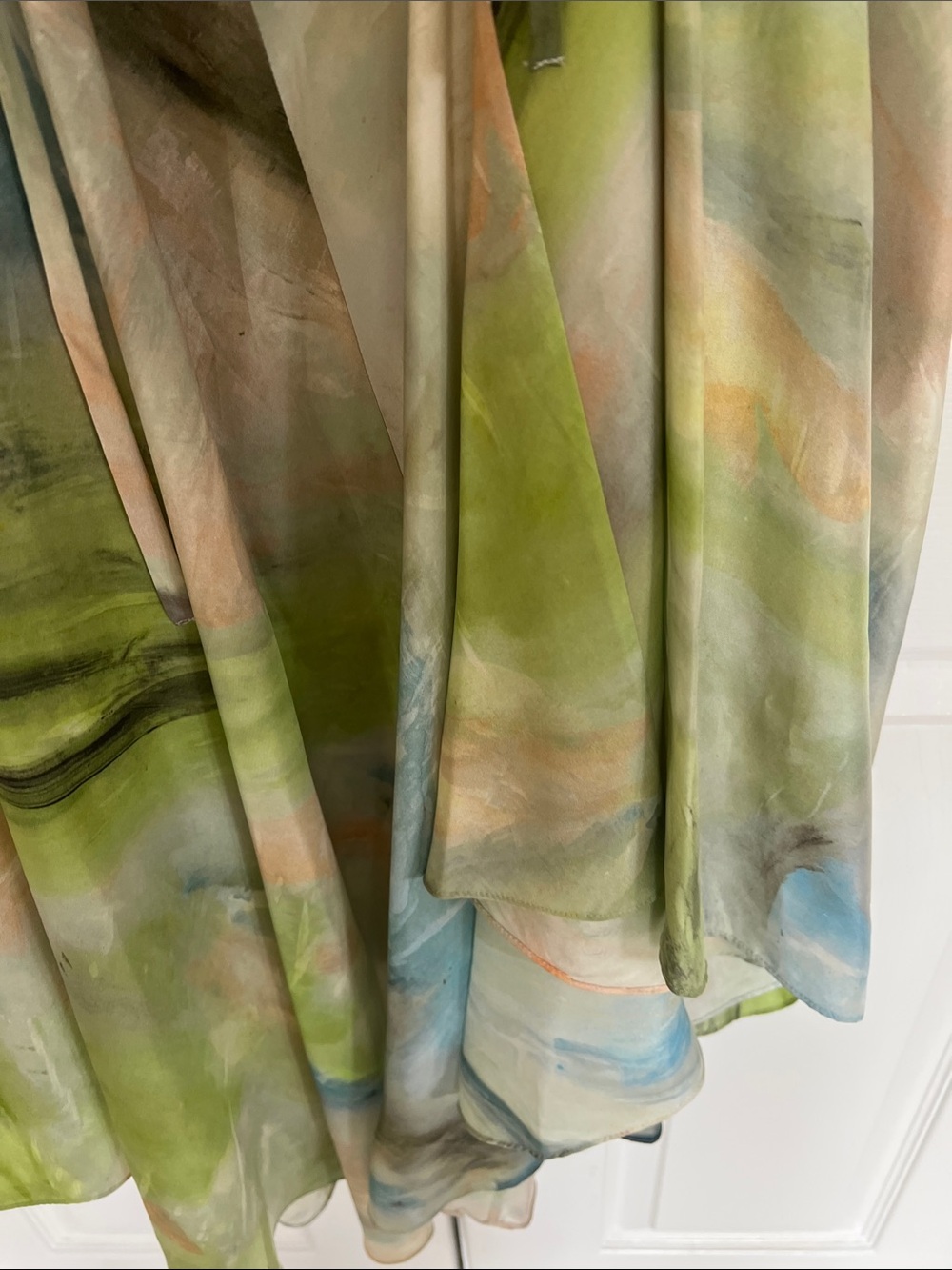 COS Asymmetrical Sleeveless Midi Dress in Green and Blue Watercolor - Picture 9 of 17